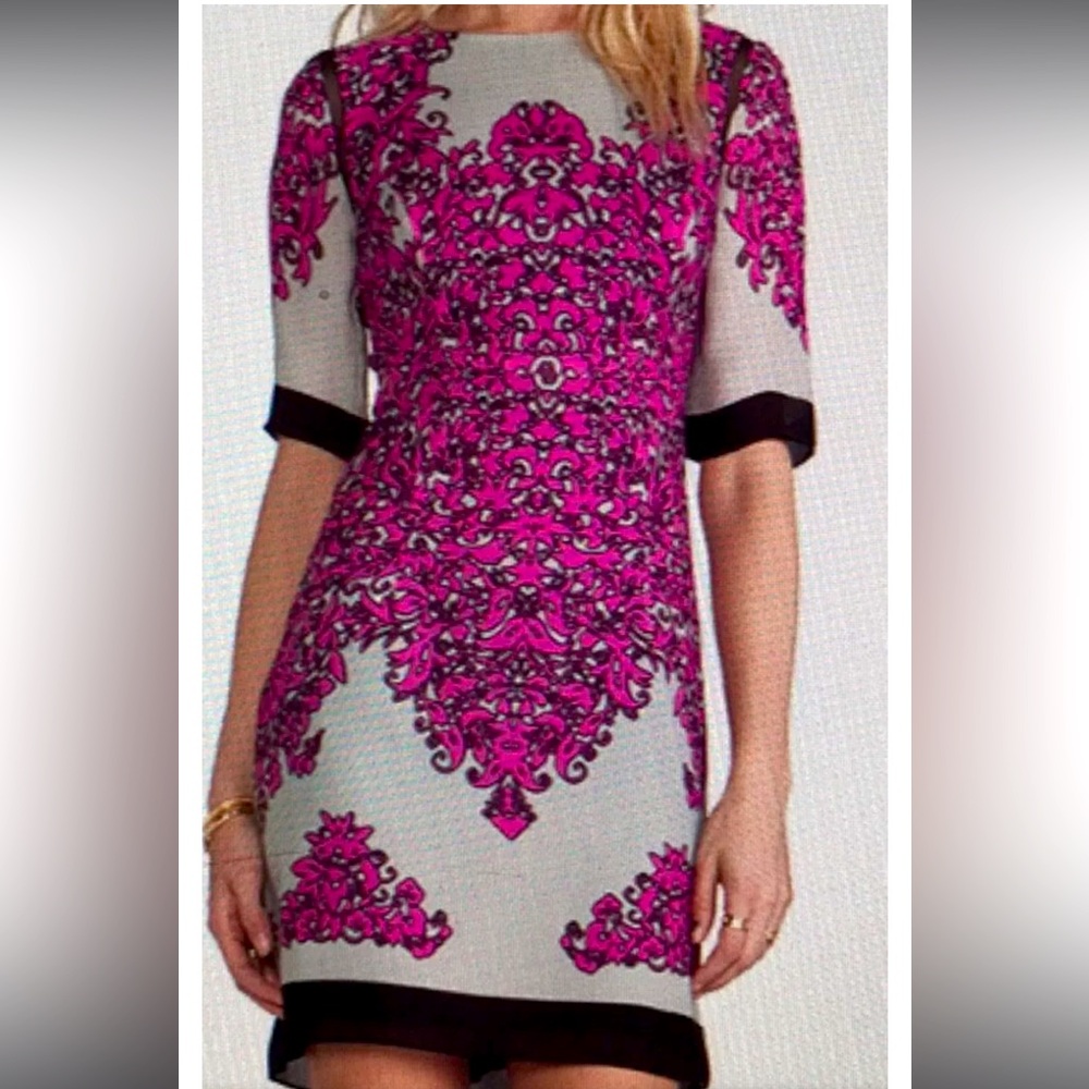 MILLY Dress Bergdorf Goodman Exclusive 100% Silk Short Sleeve